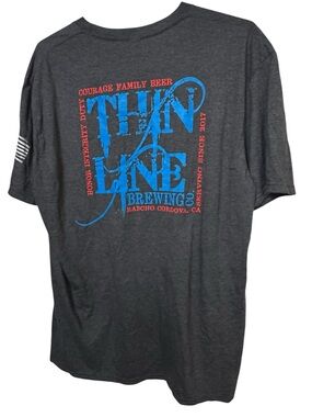 Thin Line Brewing Co Rancho Cordova CA Charcoal Graphic Tee - Men's XL